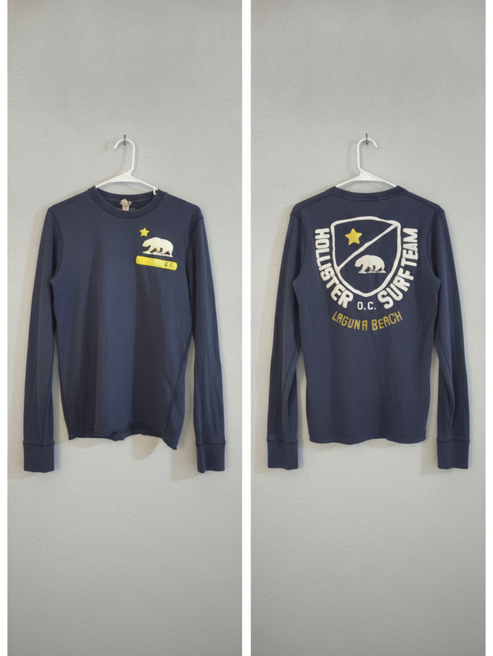 Hollister California Navy Blue Surf Team Long Sleeve Shirt Small